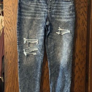 Maurices Blue Distressed Straight Leg Jeans